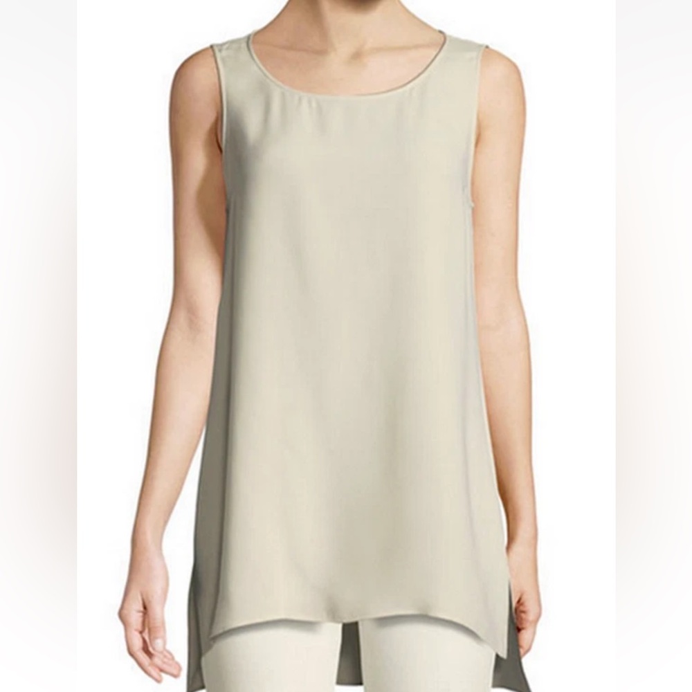 Lafayette‎ 148 NY Ruthie Sleeveless High-Low Hem Silk Blouse ORO P NWT-